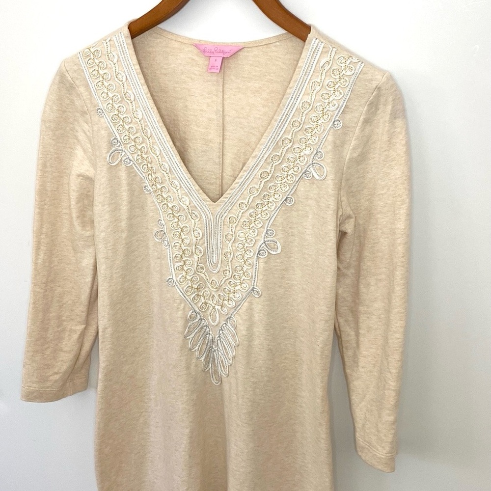 Lilly Pulitzer Clarkson Dress in Heathered Camel Sz M - Picture 3 of 16